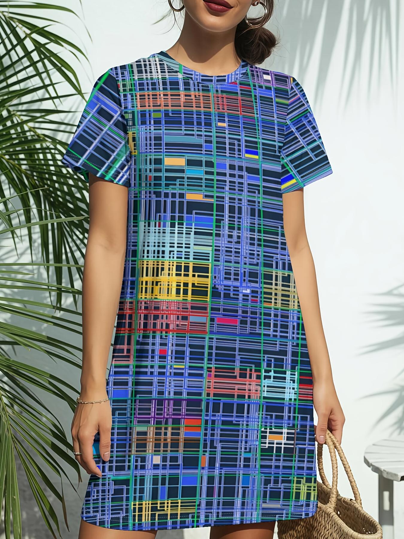 

Women S New Crew Neck Short Sleeve T-Shirt Dress. American Trend Digital Print. Casual ; Versatile for Spring And Summer. Elegant And Chic Women S S дубильная кора