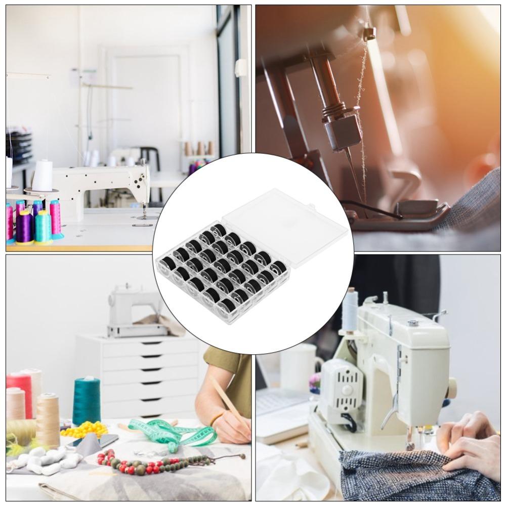 

25Pcs Black PreWound Bobbins Plastic Side Embroidery Thread Sewing Thread Home Embroidery