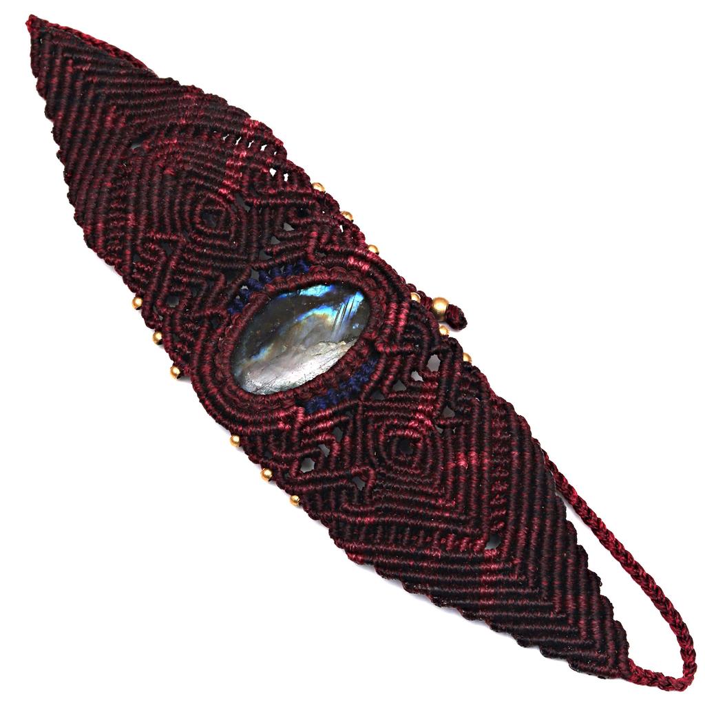 Macrame Labradorite Necklace Pendant Natural Handmade Bohemian Crystal Stone