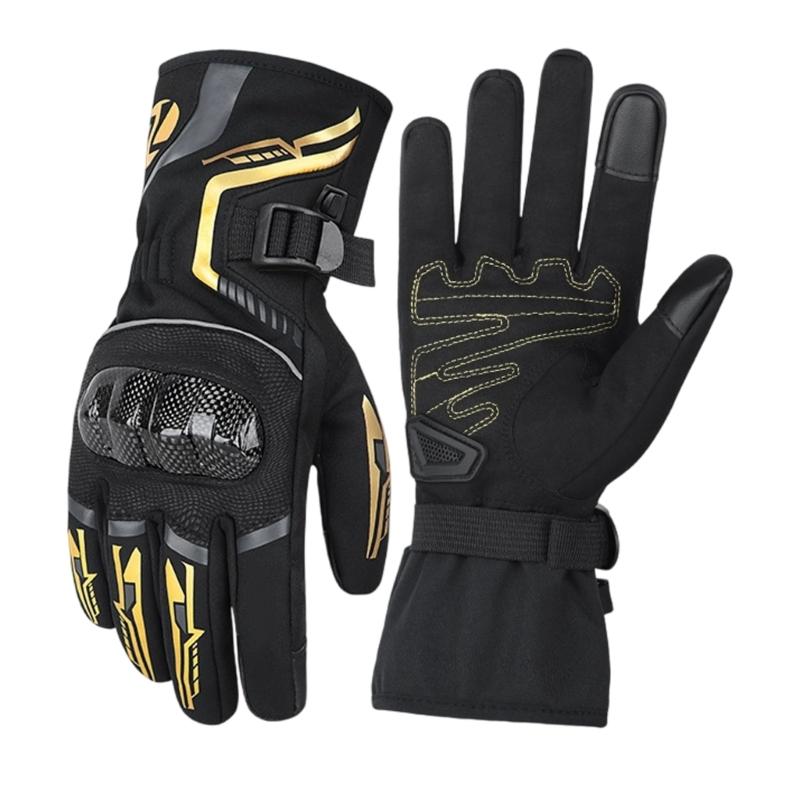 

Mens Winter Motorcycle Gloves Waterproof Insulated Thermal Riding Gear with Carbon Fiber Protection for Winter Wear M золотой
