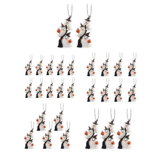 2/3/5/8/10Pcs Halloween Keychain Pendant 2D Spooky Ghost Pumpkin Design Acrylic Halloween Decoration Keychain Pendant