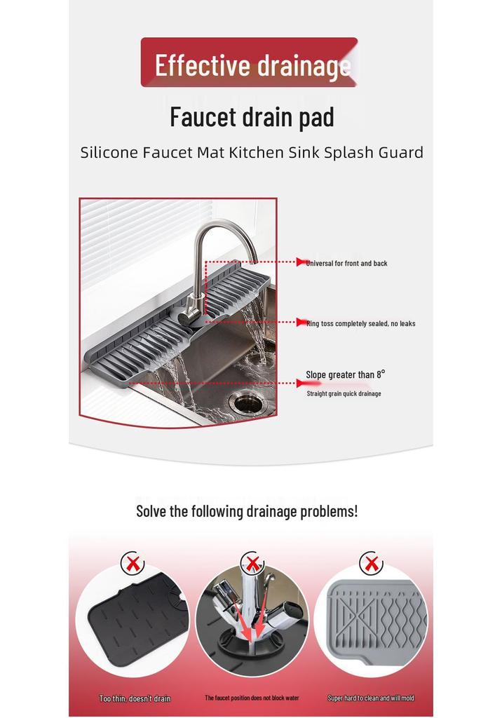 Silicone Faucet Drip Mat for Bathroom & Kitchen Sink