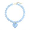 Chunky Beaded Choker, Colorful Acrylic Beads Necklace, Heart Pendant Choker for Women Summer Beach Vacation Jewelry
