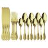 JANKNG 304 Stainless Steel Flatware Set Rainbow Dinnerware Set Gold Knife Fork Spoon Dinner Set Luxury Cutlery Silverware Set