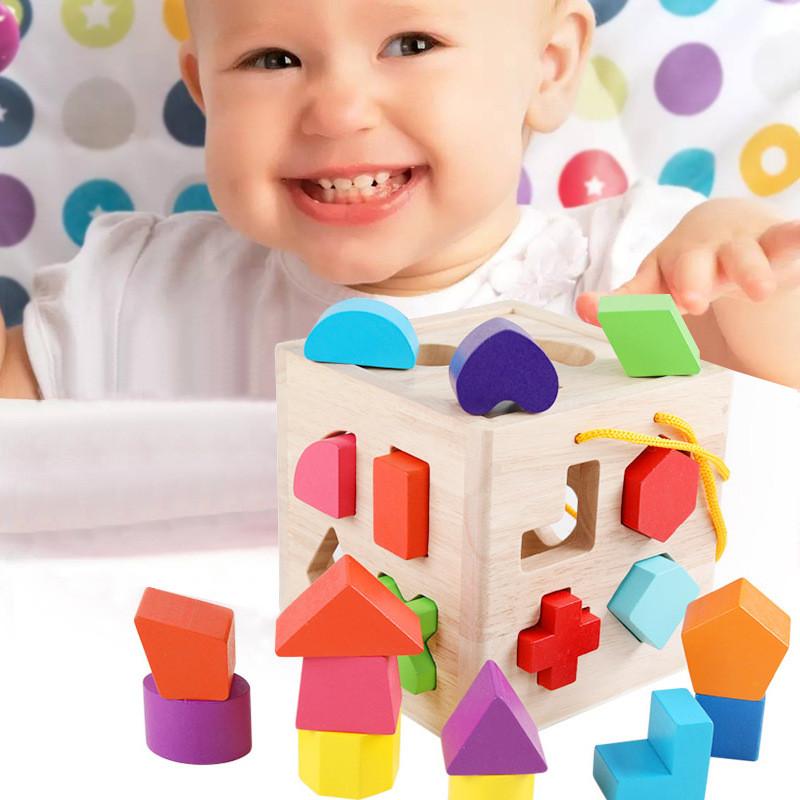 Colorful Aa Geometry Shape Matching Toy Set Wooden Building Blocks For Babies And Toddlers