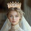 Luxury Vintage Baroque Crown Elegant Shiny Princess Rhinestone Tiara Headwear Round Queen Tiara Crown Party