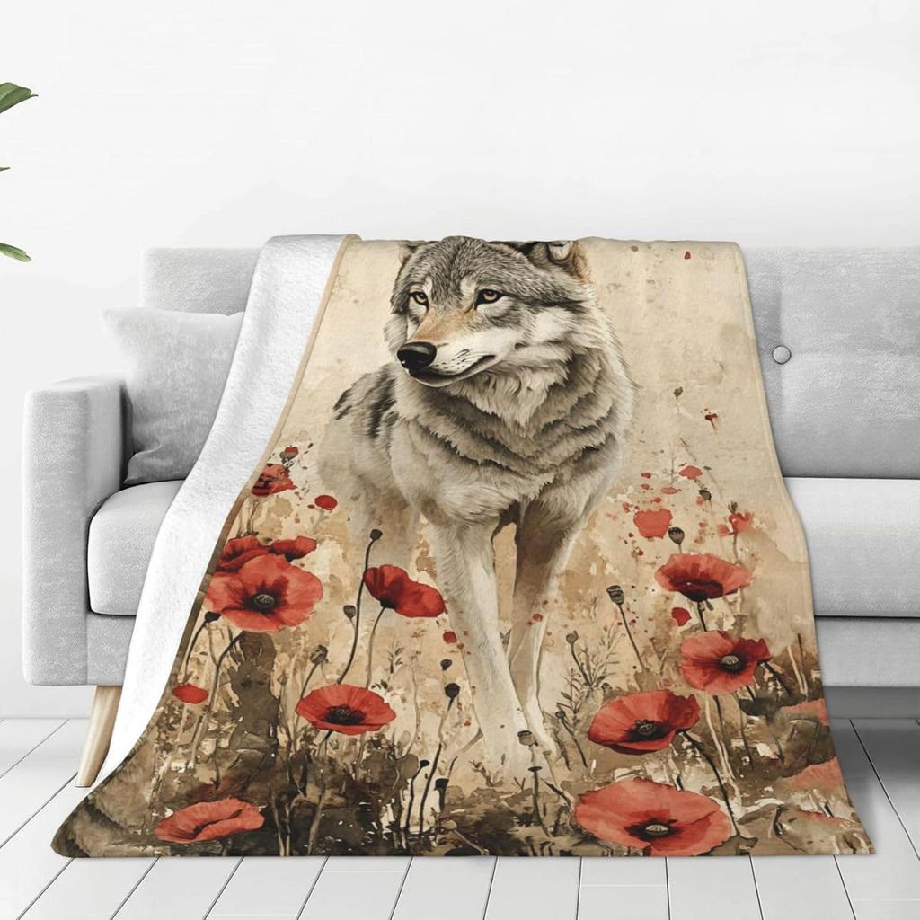 Cute Safari Animals Print Fleece Blanket Boho Nature Style Soft Warm Throw Interior Decoration Bedding Cover For Home50X60