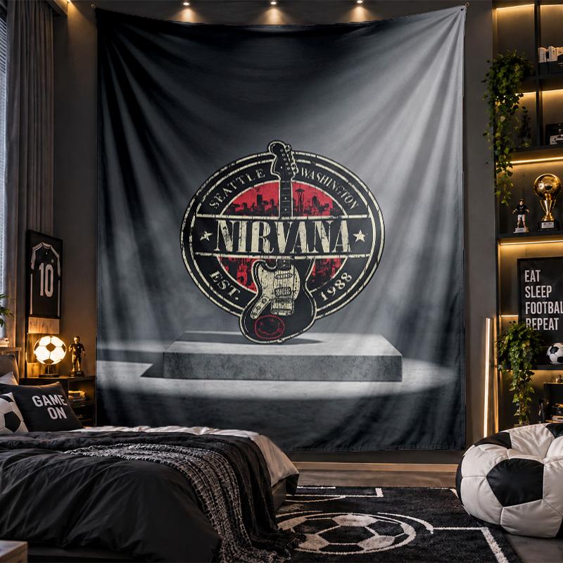 Wall Hanging Tapestry Nirvana Print Cloth for Living Room Bedroom Home Decor