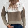 2026 Women's Color Block Patchwork Knit Sweater - Autumn/Winter Round Neck Long Sleeve Pullover Top