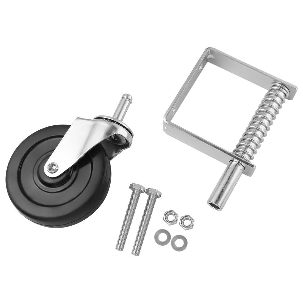 4 Inch Door Gate Wheel Heavy-duty Rubber Spring Loaded Caster 360°Rotatable Adjustable Height Spring Damping Wheel for Furniture