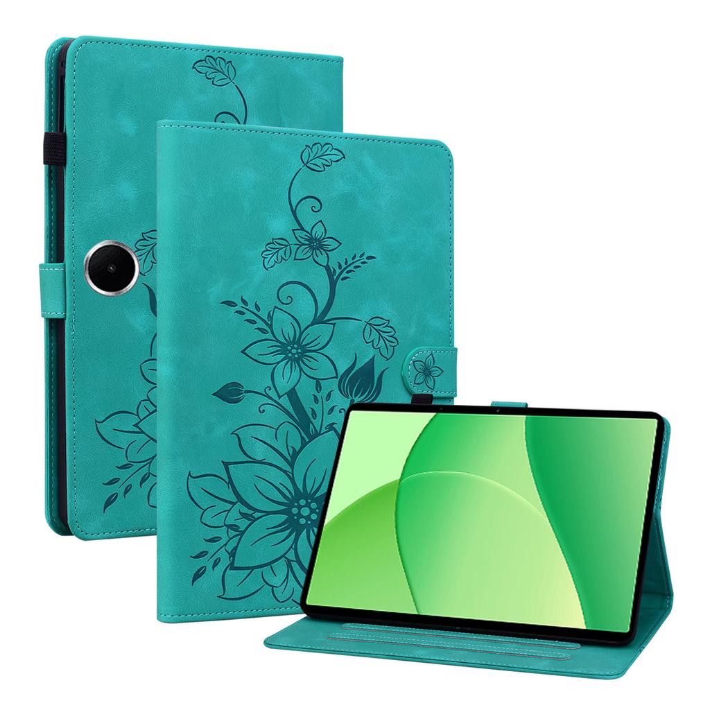 Für OnePlus Pad Lite/Oppo Pad SE Hülle Lilienblumen-Prägung Kartenfächer Leder Tablet-Hülle