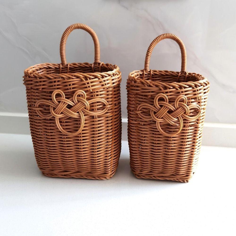 Space Saving Imitation Rattan Storage Basket Decorative Vegetable Fruit Storage Basket  for Kitchen