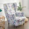 Floral King Back Wing Chair Cover Spandex Armchair Cover Relax Sloping Sofa Covers Seat Cushion Covers Footstool Slipcover