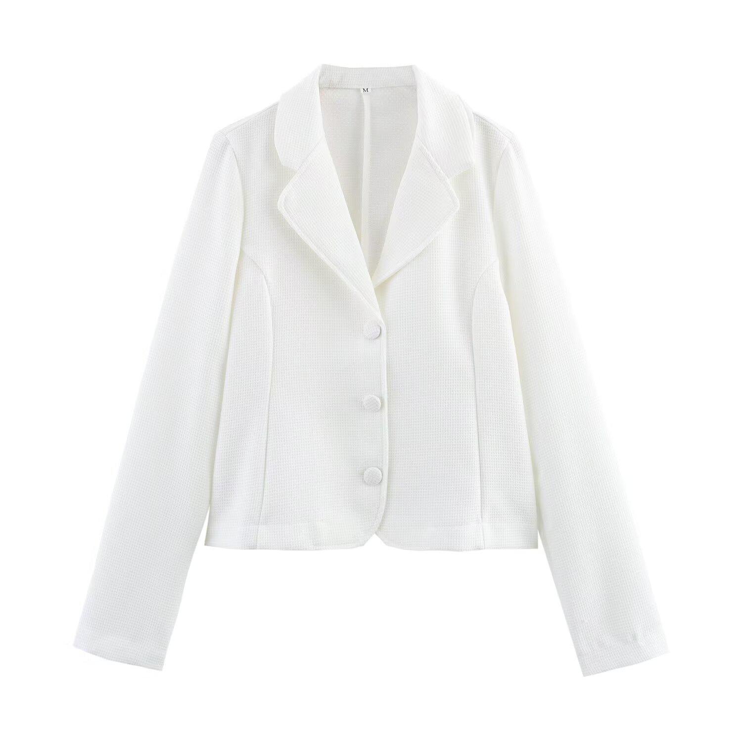 

Весна 2025 Женский Европейский и Американский Стиль Повседневный Однобортный Белый Блейзер S белый