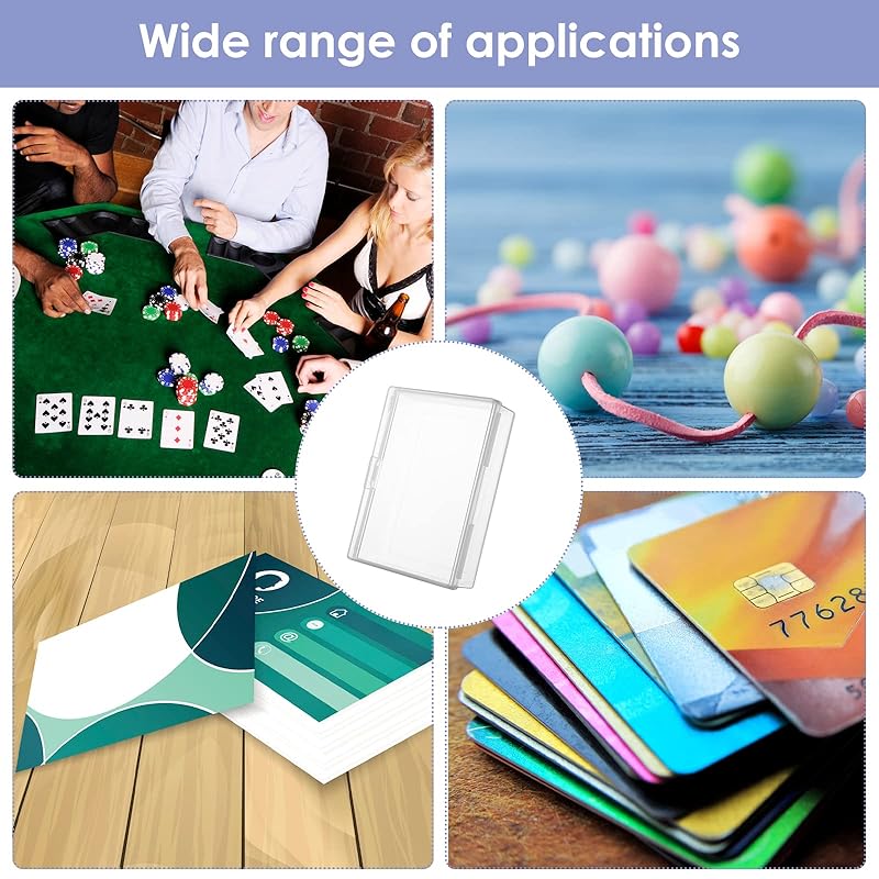 Prasacco 3 Pieces Clear Playing Card Boxes, Plastic Storage Box Holder, Card Deck Case, Empty Playing Cards Storage Organizer for Bank Cards, Business