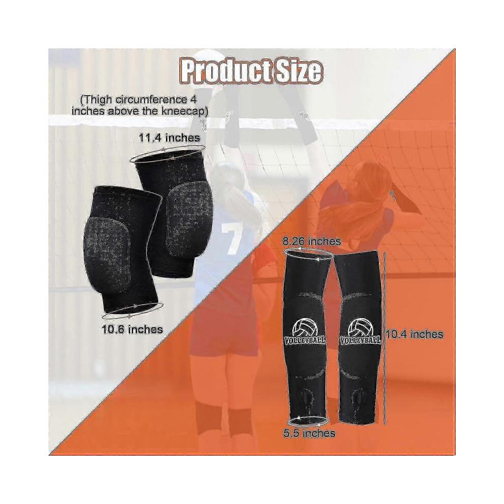 Volleyball Knee Pads And Volleyball Arm Sleeves, Volleyball Accessories Gear with High Protection Pad Volleyball Kneepads Thumb Hole Arm Sleeves for W