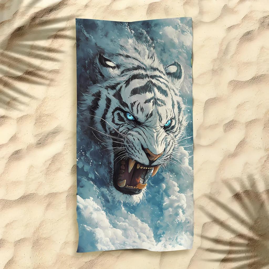 Heißer Verkauf Tiger Strandtuch Mikrofaser Digitaldruck Badetuch Kräftiges Tigerdesign Sonnenschutzschal Extra großes Handtuch für C