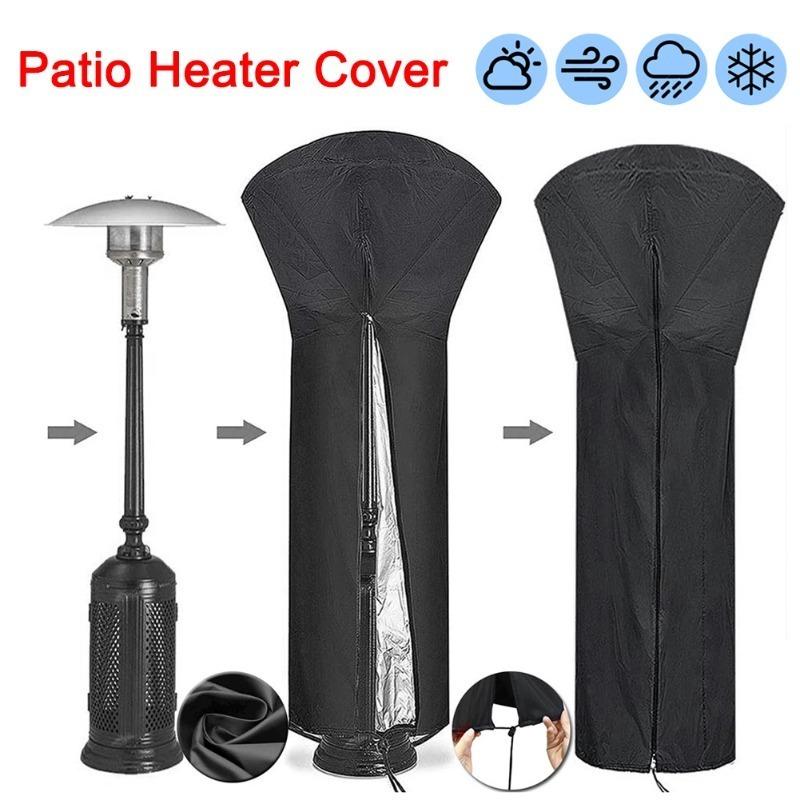Waterproof 210D Oxford Black Umbrella Heater Cover for Garden Patio Fan-Shaped