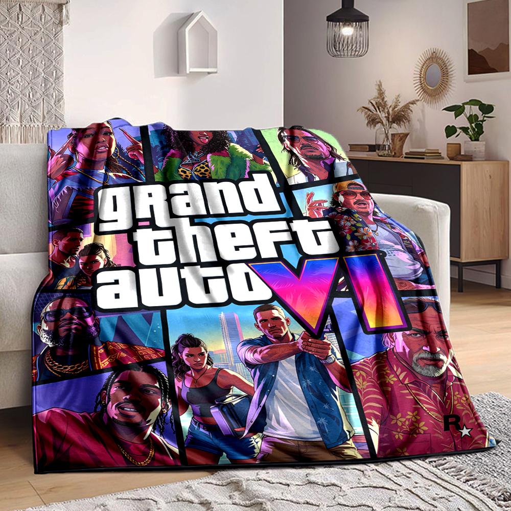 1Pc Grand Theft Auto Vi Teaser Blanket Soft And Comfortable Casual Warm Camping Travel Christmas Halloween Xmas Gift M924145