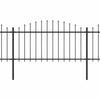 Spear Tipped Steel Garden Fence 1070 X 150 Cm Black