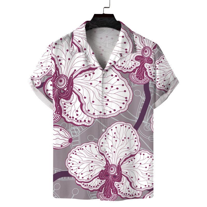 Hawaii short-sleeved Cuban collar 1116 European and American men's clothing octopus hand-painted splashing ink 1D printing summer new models