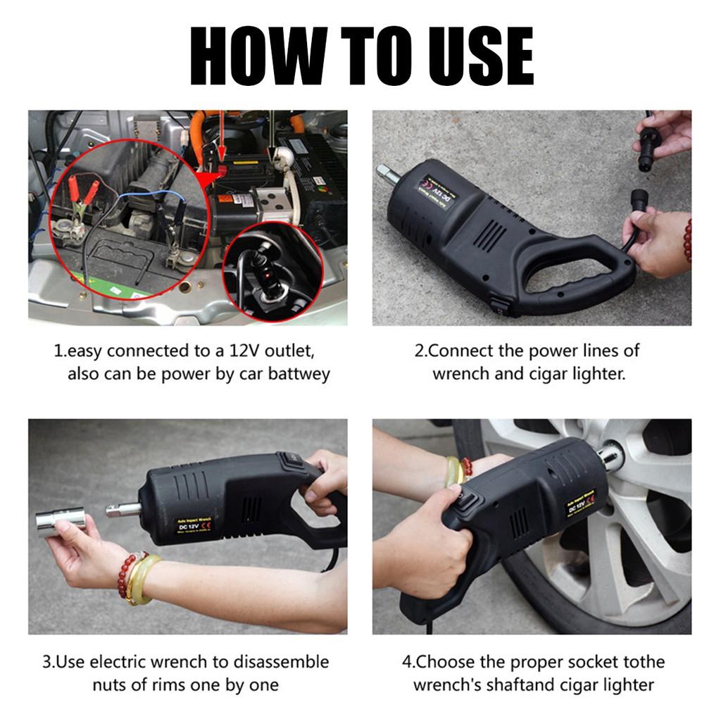 100W Professional Electric Car Impact Wrench 2 Sleeves Accessories Power Tool 32x9x13cm