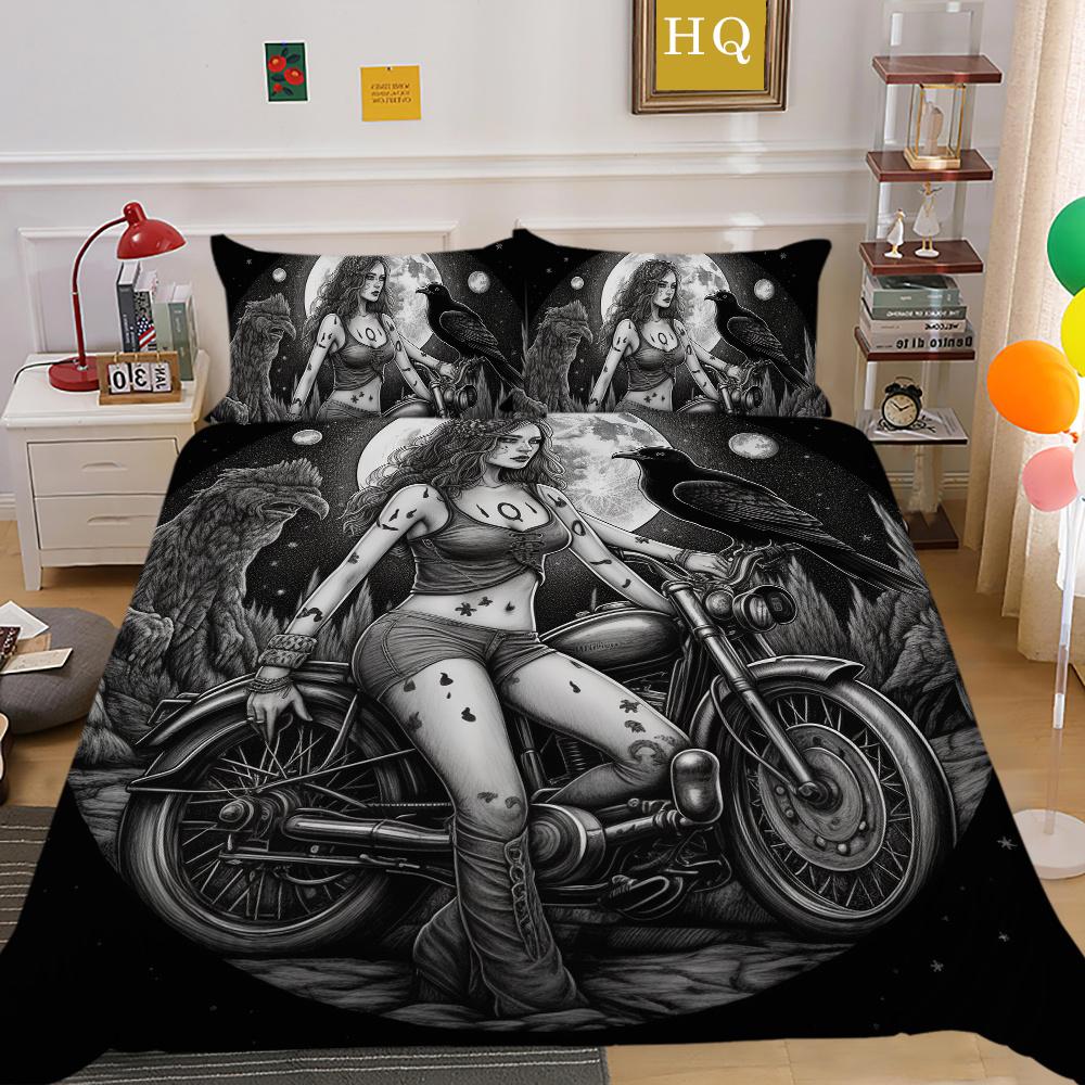 Bettbezug-Set Beauty Skull Gedruckt Full Size Mikrofaser Tagesdecken Hohe Qualität Kissenbezug Luxus Bettwäschebezug-Sets