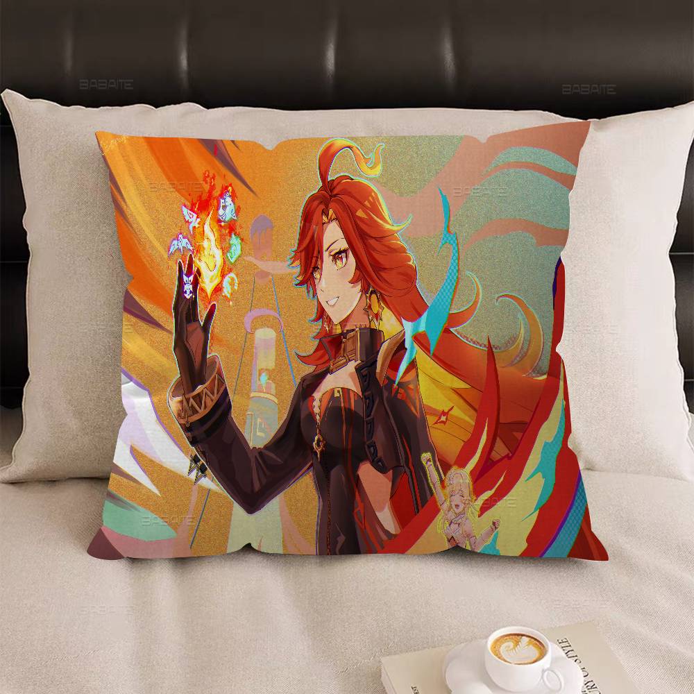 Genshin Impact Mavuika Pillow Anime Pillow Sofa Bed Head Pillow Cover Cushion Cover 45x45 cm Fashion