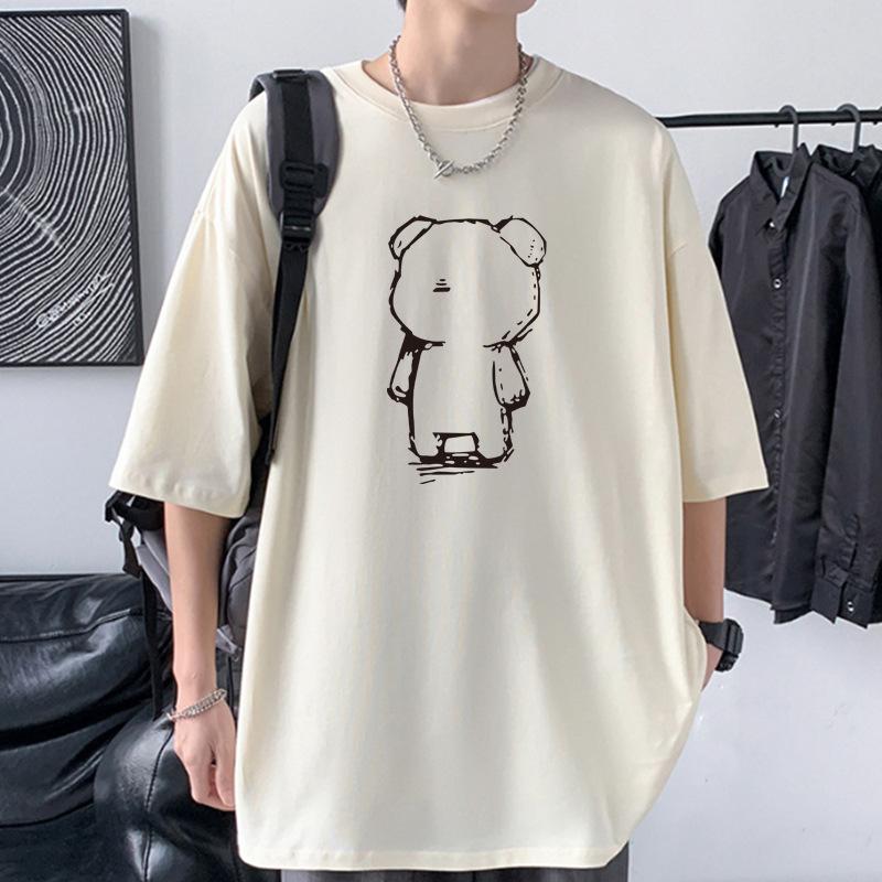 

Мужская футболка оверсайз Little Bear 100% хлопок со спущенным плечом уличная футболка 4XL бежевый