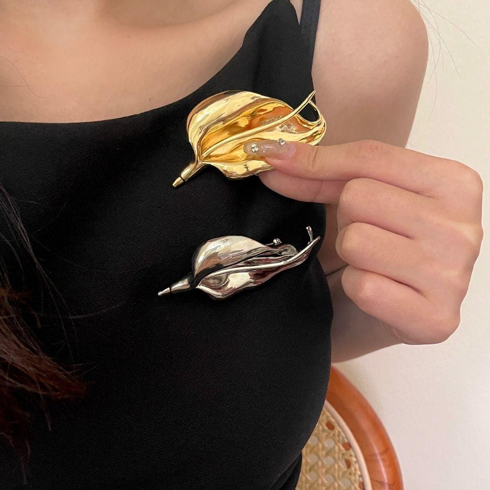 Jewelry Accessories Metal Leaves Flower Brooches Minority Design Women Brooch  Girls