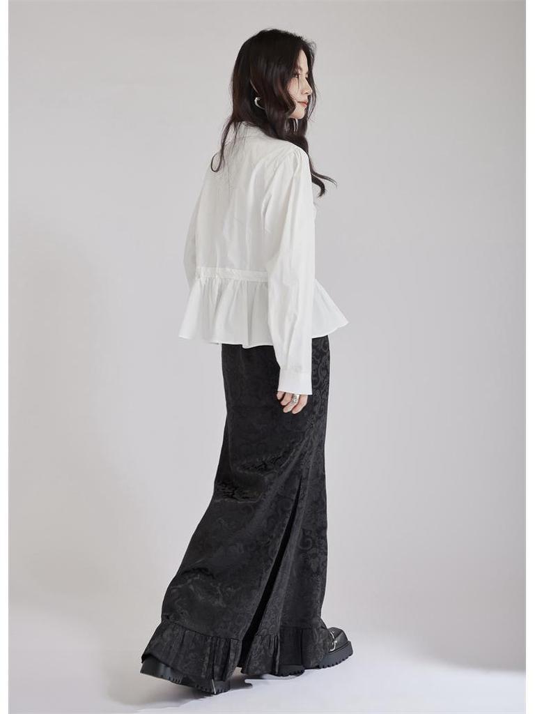 2025 Gothic Victorian Jacquard Fishtail Skirt with Lace-Up Detail