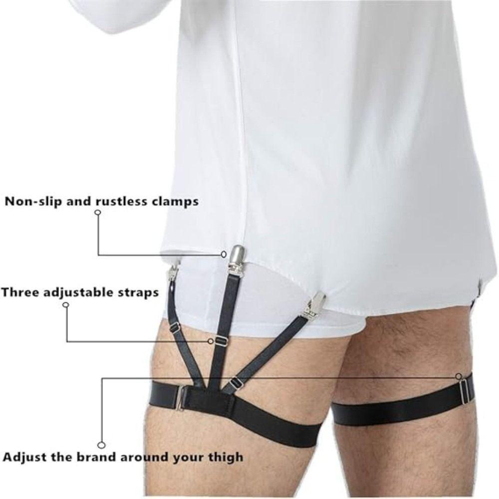 2Pcs Elastic Strap Shirt Holder Stays Non-Slip Locking Clips Leg Braces Loops  Business Accessory