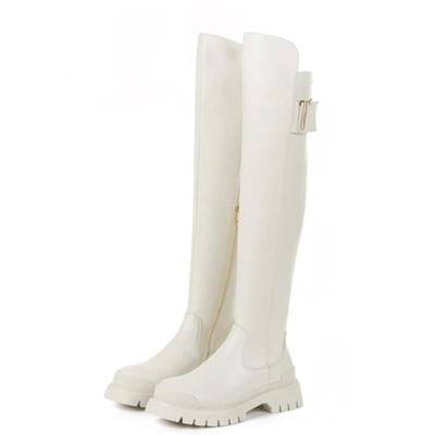 Zapatos de Invierno Primavera de Cuero Genuino Plataforma Elásticas Botas de Mujer