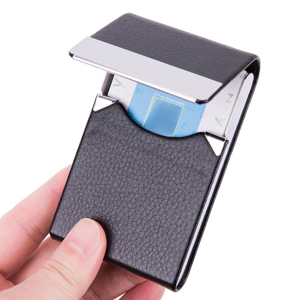 Fashion  Business Card Holder with Magnetic Buckle Slim Pocket Name Card Holder Stainless Steel Credit Card ID Case