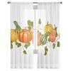 Autumn Pumpkin Vegetables Tulle Curtains Kitchen Door Curtain Chiffon Sheer Voile Christmas Curtains For Living Room