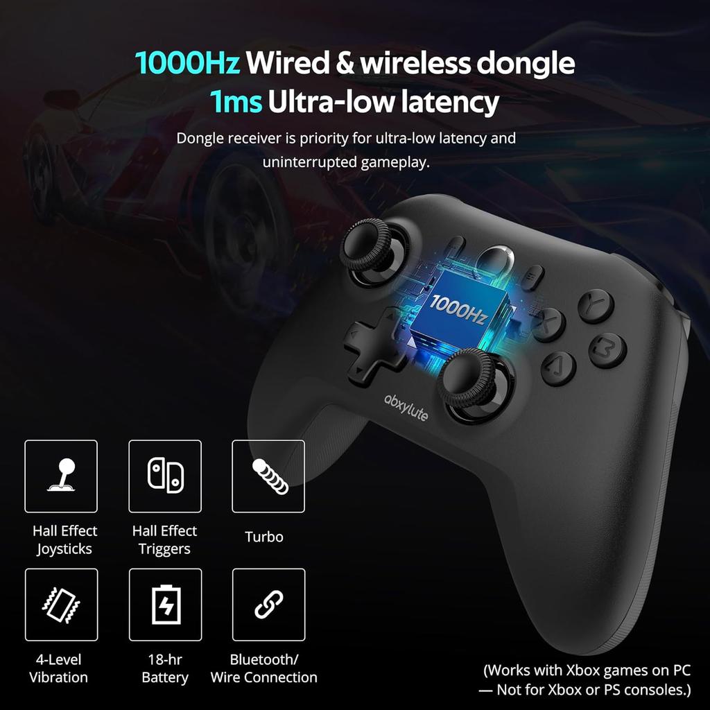 abxylute Bluetooth Game Controller 1000Hz with Hall Effect