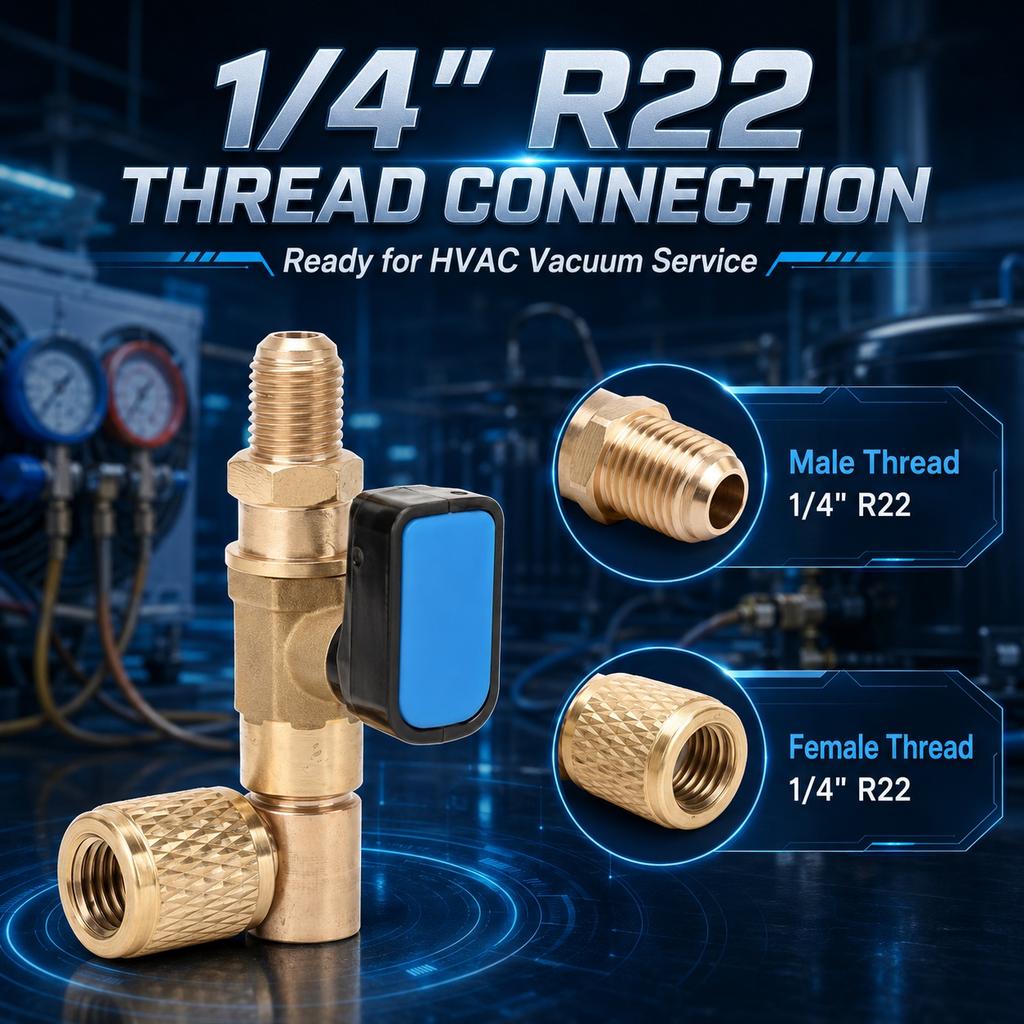 Air Conditioning Refrigerant Ball Valve 1/4" SAE Straight Shut-Off Valve for R134A R410A R22 R12 Charging Hoses AC Refrigerant Mass Air Flow 3