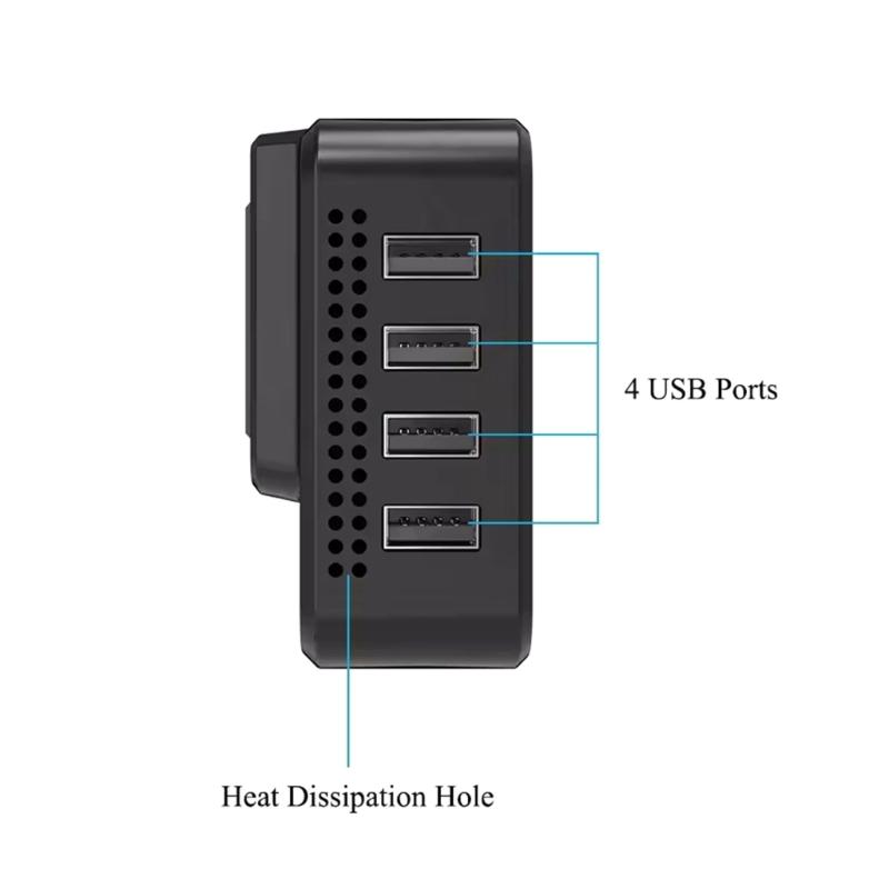 200W Car Power Inverter 12V To 220V Converter with 4 USB Ports & Double Outlets Easy to Carry for Vehicles Trucks RVs