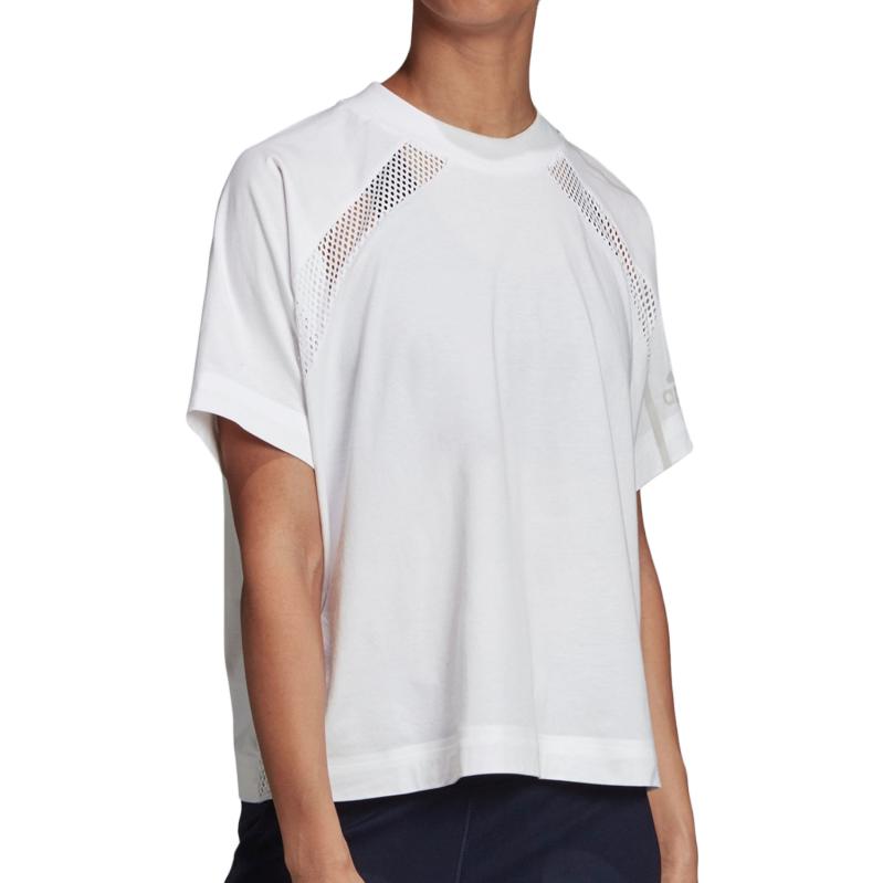 Adidas Solid Color Round Neck Sports Short Sleeve T-Shirt Women Tops White EJ8740