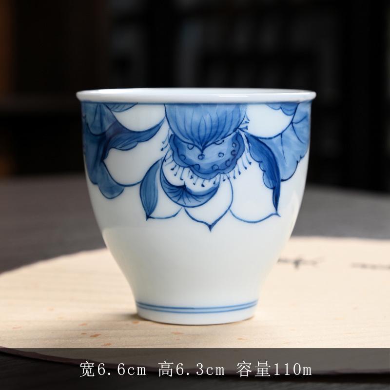 Hand-painted Ceramic Master Antique Blue and White Home Kung Fu Set Tasting Single Cup Bowl Large Tea Bo