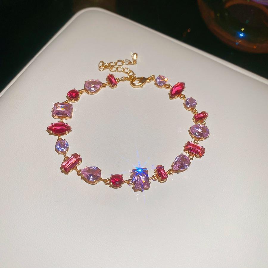 Europe and the United States Hot-selling Color Oval Love Zircon Bracelet Light Luxury Bracelet Personalized Jewelry Women