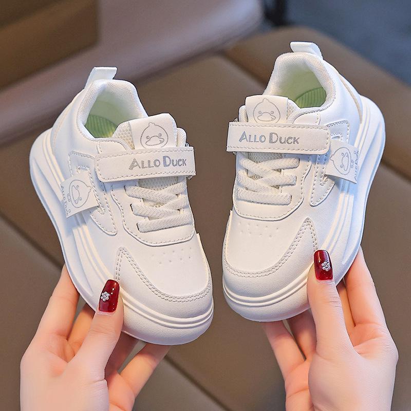 

2026 New Waterproof Leather Girls Sports Shoes for Children - Spring, Autumn, Winter Running Sneakers Size 24 (Insole 14.8cm) білий