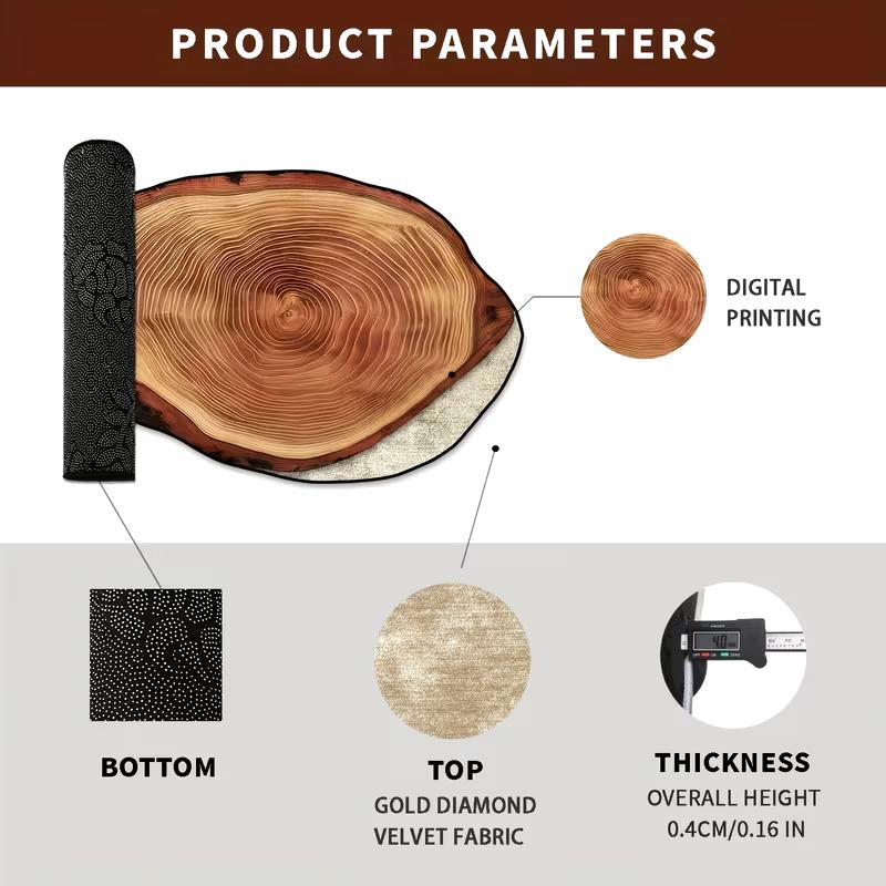 1 Stück Exquisite Badezimmermatte mit simulierter Holztextur für den Heimgebrauch, Unregelmäßige Holzstumpf-Holzmaserung Druck Eingangsteppich