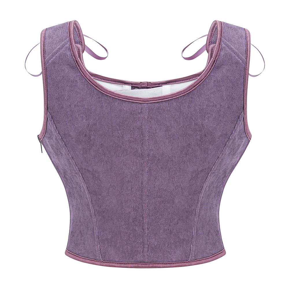 Chaleco Verde Victoriano Vintage Femenino Cierre Lateral y Cordones Delanteros Tank Corsé Punk Gótico Ropa Sexy Corselet Feminino