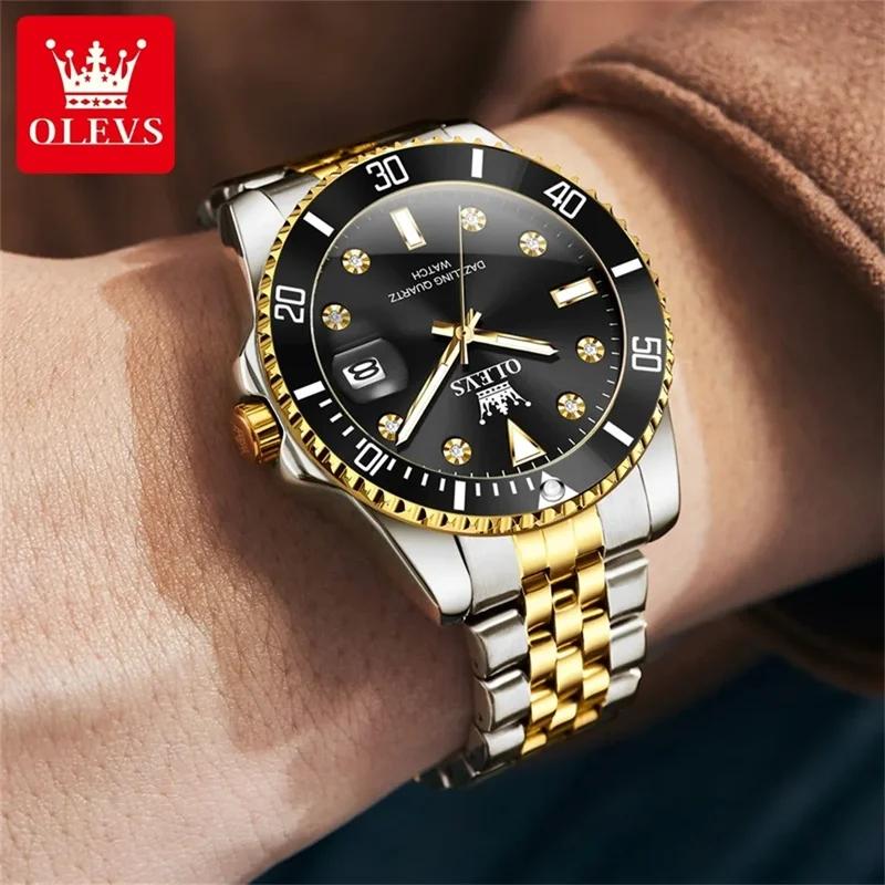 OLEVS Pánské hodinky Luxusní originální hodinky Quartz Trendy Módní Značka Automatic Date Vodotěsné pánské hodinky
