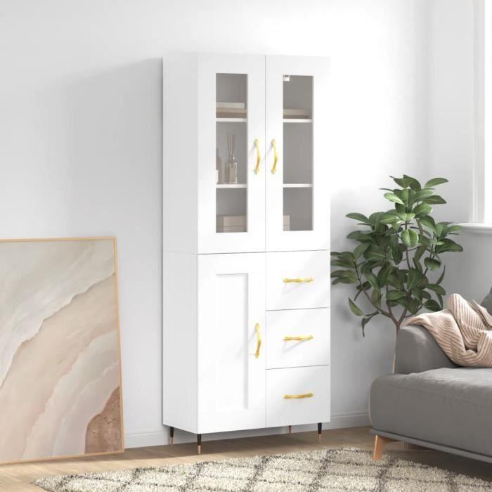 VidaXL Buffet haut Blanc 69,5x34x180 cm Bois d'ingénierie 3198641