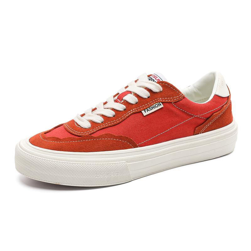 

Модная мужская парусиновая повседневная обувь Легкие плоские слипоны на шнуровке Удобные кроссовки для ходьбы для повседневной уличной носки Вулканизированная обувь 46 красный