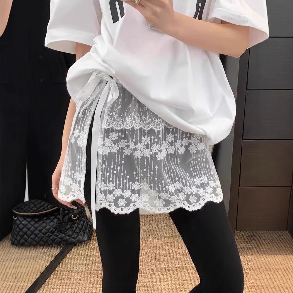 

White Lace Tie-Up Peplum Midi Skirt - Women s Early Spring Layered Outfit One Size