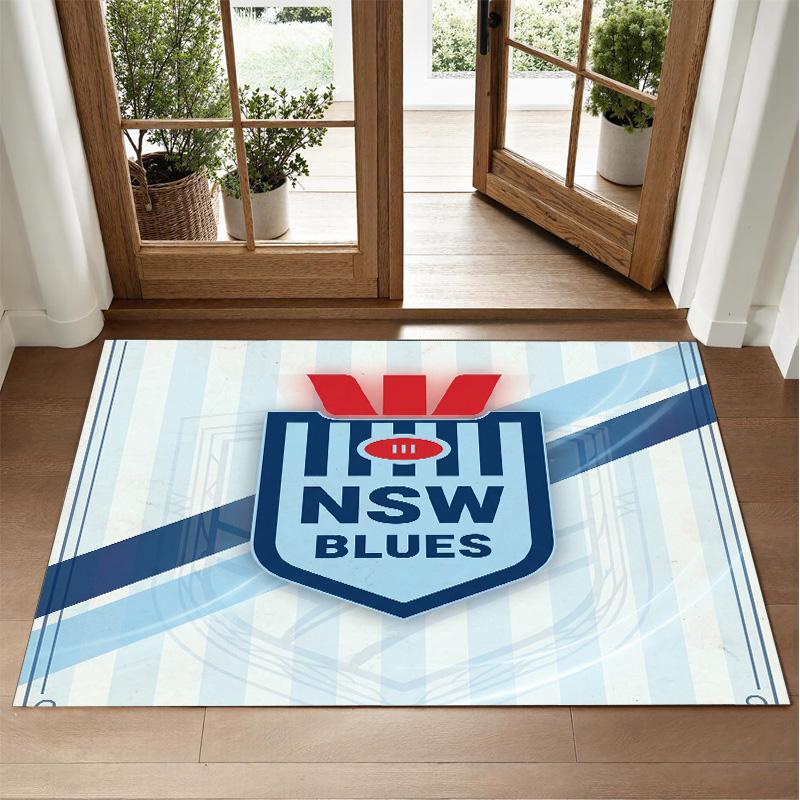 NSW Blues Design Crystal Velvet Rug Soft Decorative Mat for Bedroom Entrance