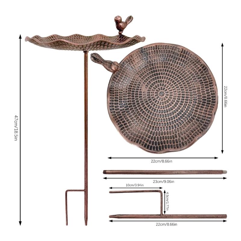 Heavy Duty Metal Bird Bath Water Dish Outdoor Watering Station Rustproof Finish Vintage Garden Decoration Easy to Clean